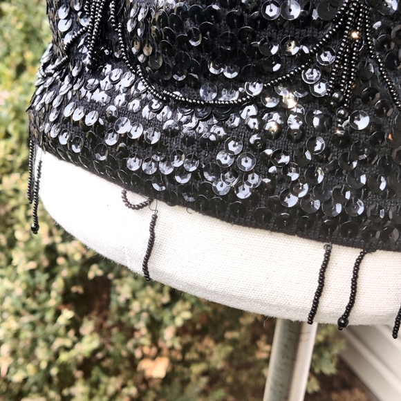 🤩BOGOFREE🤩 Size small 80s glam lace beads sequin long sleeve top - Picture 8 of 12